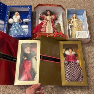Mattel Barbie Lot of 5 1996-1999 VTG Holiday Winter Avon Special Editions NRFB